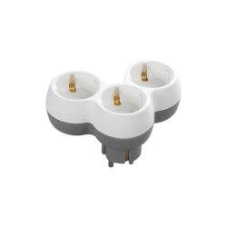 ORNO, OR-AE-13239(GS), 3x2P+E, 3-as elosztó, 230V, 16A, IP20, 123X84X58,5mm, Fehér/Szürke