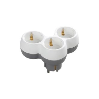   ORNO, OR-AE-13239(GS), 3x2P+E, 3-as elosztó, 230V, 16A, IP20, 123X84X58,5mm, Fehér/Szürke