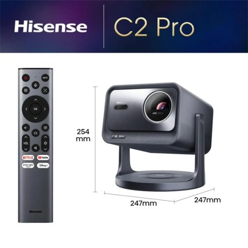 HISENSE C2-Pro Mini Laser Projektor 4K, 3840x2160, 16:9, 65"-300" 2600lm, Fekete