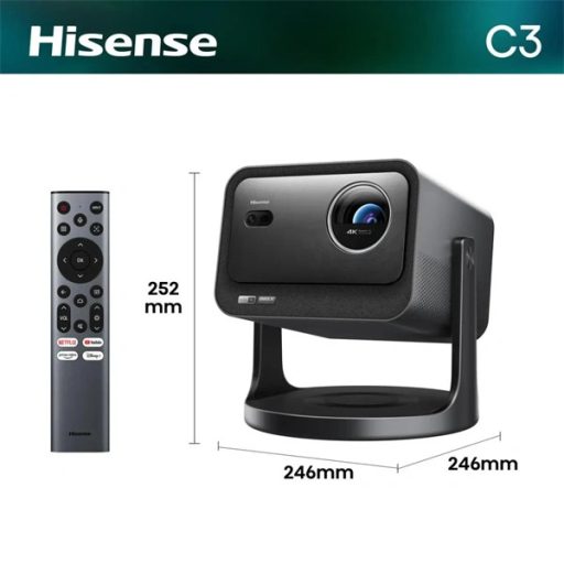 HISENSE C3 Mini Laser Projektor, 4K Ultra HD 3840x2160, 16:9, 65"-300" 2000lm, Fekete