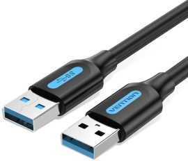 Vention USB-A 3.0/M ->  USB-A 3.0/M,  (PVC,fekete), 1,5m, kábel