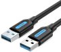   Vention USB-A 3.0/M ->  USB-A 3.0/M,  (PVC,fekete), 1,5m, kábel