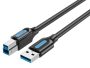 Vention USB-A 3.0/M -> USB-B/M, (PVC,fekete), 1m, kábel