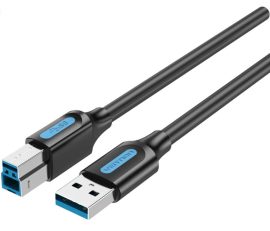 Vention USB-A 3.0/M -> USB-B/M, (PVC,fekete), 3m, kábel