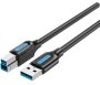 Vention USB-A 3.0/M -> USB-B/M, (PVC,fekete), 3m, kábel