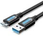   Vention USB-A 3.0/M -> Micro USB-B,  ( PVC,fekete), 1m, kábel