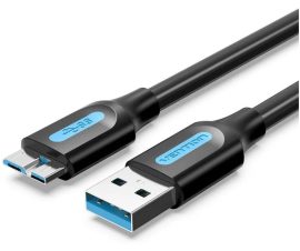 Vention USB-A 3.0/M -> Micro USB-B,   ( PVC,fekete), 1,5m, kábel