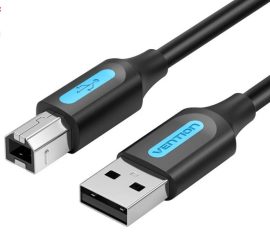 Vention USB-A 2.0/M -> USB-B/M, (PVC, fekete, nyomtatókábel, printerkábel), 3m,  kábel