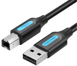 Vention USB-A 2.0/M -> USB-B/M,  (PVC, fekete, nyomtatókábel, printerkábel), 10m, kábel