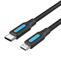 Vention USB-C 2.0/M ->  Micro B/M, 1,5m, (2A, fekete), kábel