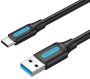   Vention USB-A 3.0/M -> USB-C/M kábel  (PVC,fekete), 0,5m, kábel