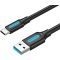 Vention USB-A 3.0/M -> USB-C/M kábel,  (PVC,fekete), 2m, kábel