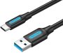  Vention USB-A 3.0/M -> USB-C/M kábel,  (PVC,fekete), 2m, kábel