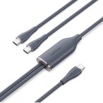   Vention USB-C 2.0/M -> 2*USB-C/M,  (5A,szilikon,fekete), 1,5m, kábel