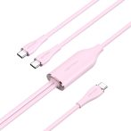   Vention USB-C 2.0/M -> 2*USB-C/M,  (5A,szilikon,pink), 1,5m, kábel