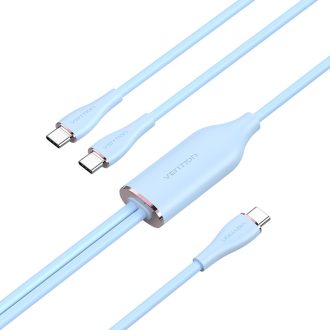   Vention USB-C 2.0/M -> 2*USB-C/M,  (5A,szilikon,kék), 1,5m, kábel