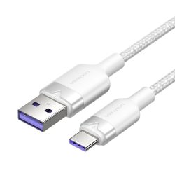 Vention USB-A 2.0/M -> USB-C/M, 2m,(fehér,6A), kábel