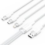   Vention USB-A 2.0/M -> USB-C/Lightning/Micro USB-B, 1,5m,(fehér,3A,3in1), kábel