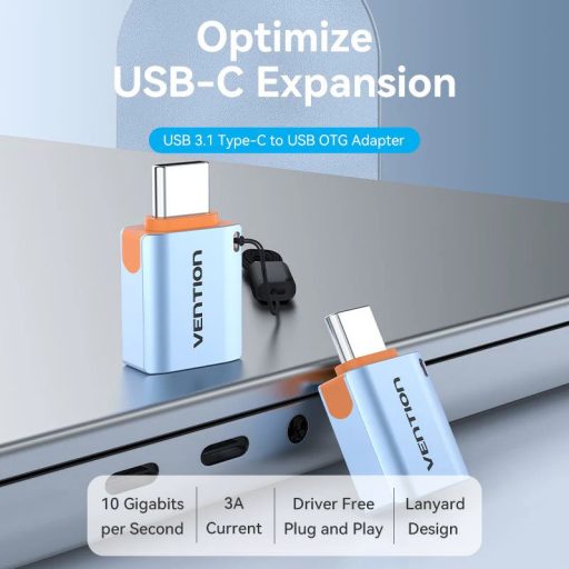 Vention USB-C 3.1/M -> USB-A,  (alu, szürke), adapter