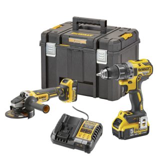   DEWALT Készlet, 18V, fúrócsavarozó és sarokcsiszoló, TSTAK koffer