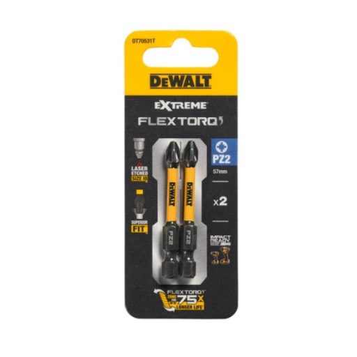 DEWALT Bithegy, csavarhúzó, 57mm, 2db, PZ2 FLRQ