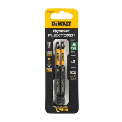 DEWALT Bithegy, csavarhúzó, 89mm, 2db, T20 FLRQ