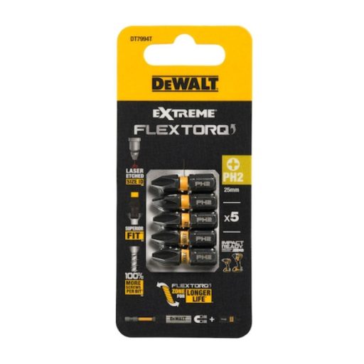 DEWALT Bithegy, csavarhúzó, PH2, 25mm, FLEXTORQ, 5db