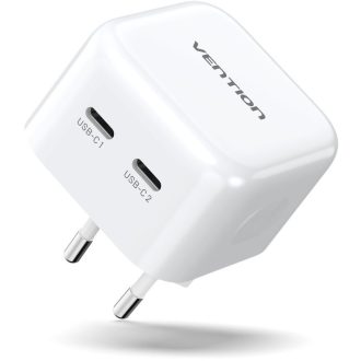 Vention USB-C+C (2port,35W/35W,fehér), töltő