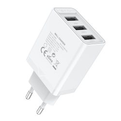 Vention USB-A+A+A (12W/12W/12W, 3-portos, fehér), töltő