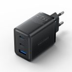   Vention USB-C+C+A (65W/65W/60W, 3-portos GaN, fekete), töltő