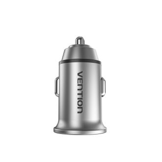   Vention USB-A+C (2port,30W, szürke, szivargyújtós), töltő