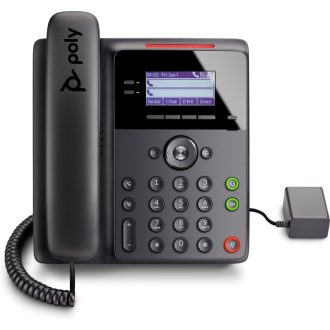   HP Poly Edge B10 IP Phone with Power Supply PRC, IP telefon, Fekete, Vezetékes telefonkagyló, Asztali/fali, 2 sorok, LCD