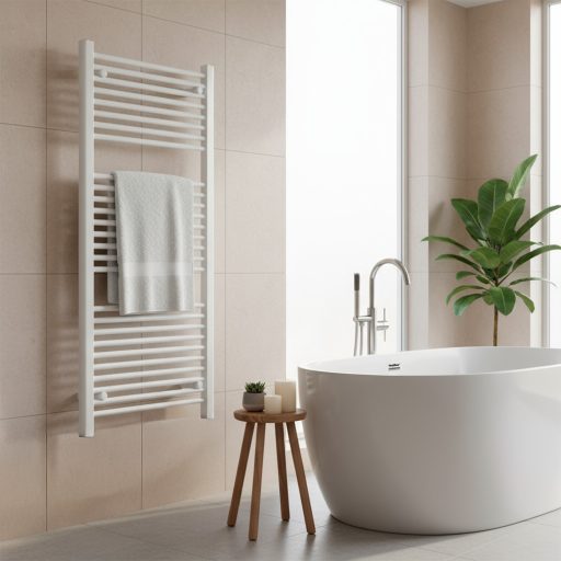 Egyenes törölközőszárító radiátor 1200x600 mm fehér