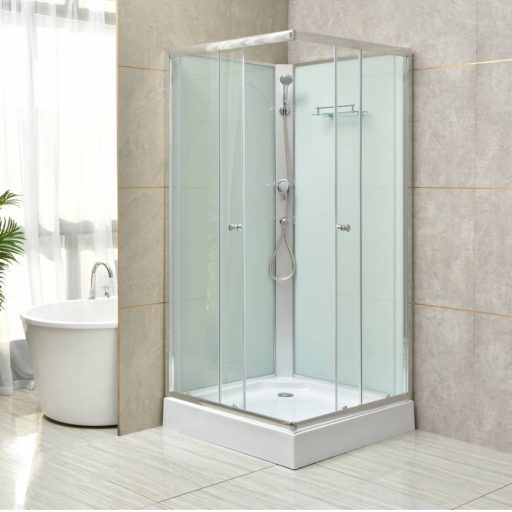 Polo White II 80x80 cm szögletes fehér hátfalas zuhanykabin   zuhanytálcával