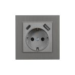   Nova csatlakozóaljzat USB csatlakozóval szürke szálcsiszolt kerettel