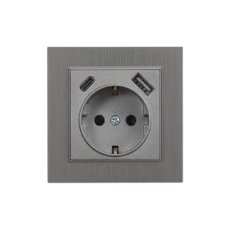   Nova csatlakozóaljzat USB csatlakozóval szürke szálcsiszolt kerettel