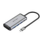   Vention USB-C -> USB3.0*3/TF/SD/PD (0,15m Szürke Aluminum Ötvözet), Hub