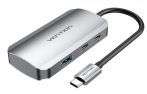   Vention USB-C -> USB-C Gen 1/USB3.0x3/PD  (0,15m Szürke Aluminum Ötvözet), Hub