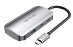   Vention USB-C -> USB3.0x3/SD/TF/PD (0,15m Szürke Aluminum Ötvözet), Hub