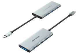 Vention USB-C -> HDMI/USB 3.0x3/SD/TF/PD (0,15m Szürke Aluminum Ötvözet) Dokkoló