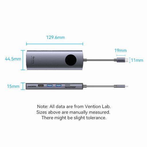 Vention USB-C -> DP/HDMI/USB 3.0*2/USB 2.0/RJ45/SD/TF/PD MST, dokkoló