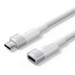 Vention USB-C 3.2/M -> USB-C 3.2/F, 1m,(hosszabbító, fehér, Gen2, 10Gbps), kábel