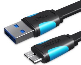 Vention USB-A 3.0/M -> Micro USB-B,  ( lapos,fekete),  0,2m, kábel