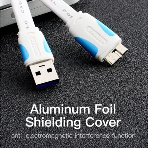 Vention USB-A 3.0/M -> Micro USB-B,  ( lapos,fekete),  0,5m, kábel