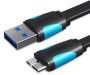   Vention USB-A 3.0/M -> Micro USB-B,  ( lapos,fekete), 1m, kábel