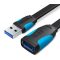 Vention USB 3.0,  (hosszabbító, lapos, fekete), 1m, kábel