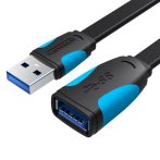   Vention USB 3.0,  (hosszabbító, lapos, fekete), 1,5m, kábel