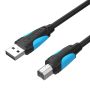 Vention USB-A 2.0 -> USB-B 2.0 (fekete), 3m, kábel